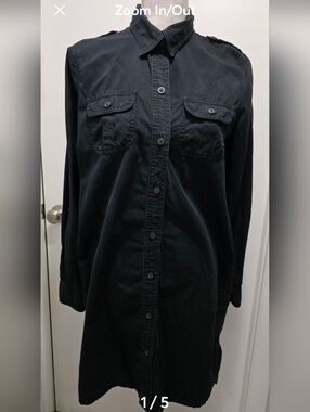 Ralph Lauren Polo Jean VTG  Women Black  Long Button Up Shirt M
